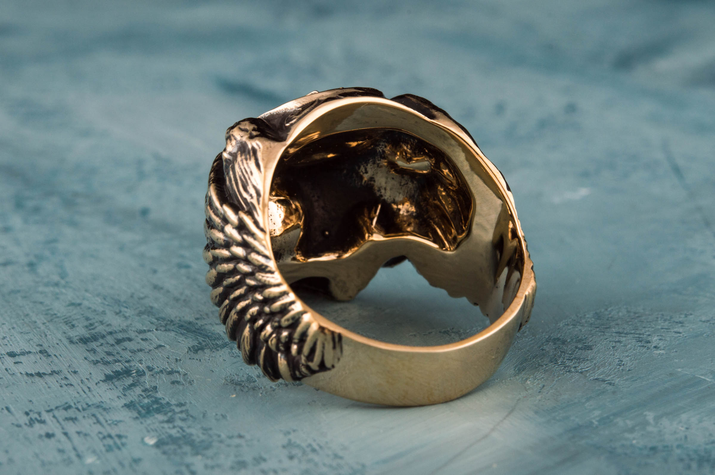 Odin Ring with Valknut Symbol Ring Bronze Unique Handmade Jewelry - vikingworkshop