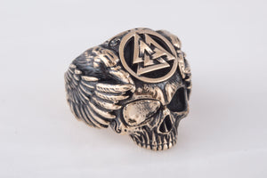 Odin Ring with Valknut Symbol Ring Bronze Unique Handmade Jewelry - vikingworkshop