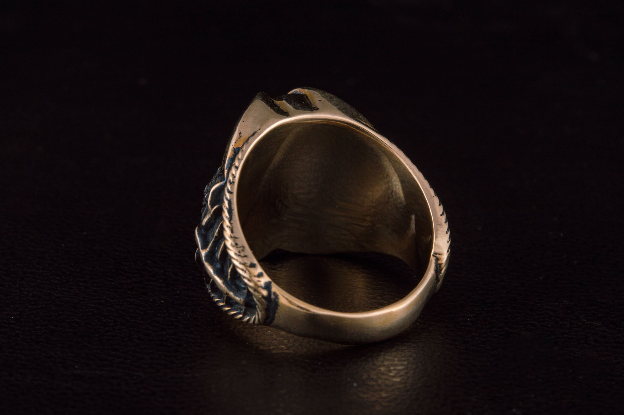 Pirate Skull Ring Bronze Unique Handmade Jewelry - vikingworkshop