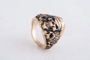 Pirate Skull Ring Bronze Unique Handmade Jewelry - vikingworkshop