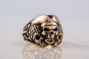 Pirate Skull Ring Bronze Unique Handmade Jewelry - vikingworkshop