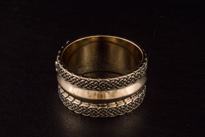 Norse Ornament Ring with Wolves Bronze Viking Jewelry - vikingworkshop
