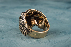 Odin Ring with Vegvisir Symbol Ring Bronze Unique Handmade Jewelry - vikingworkshop