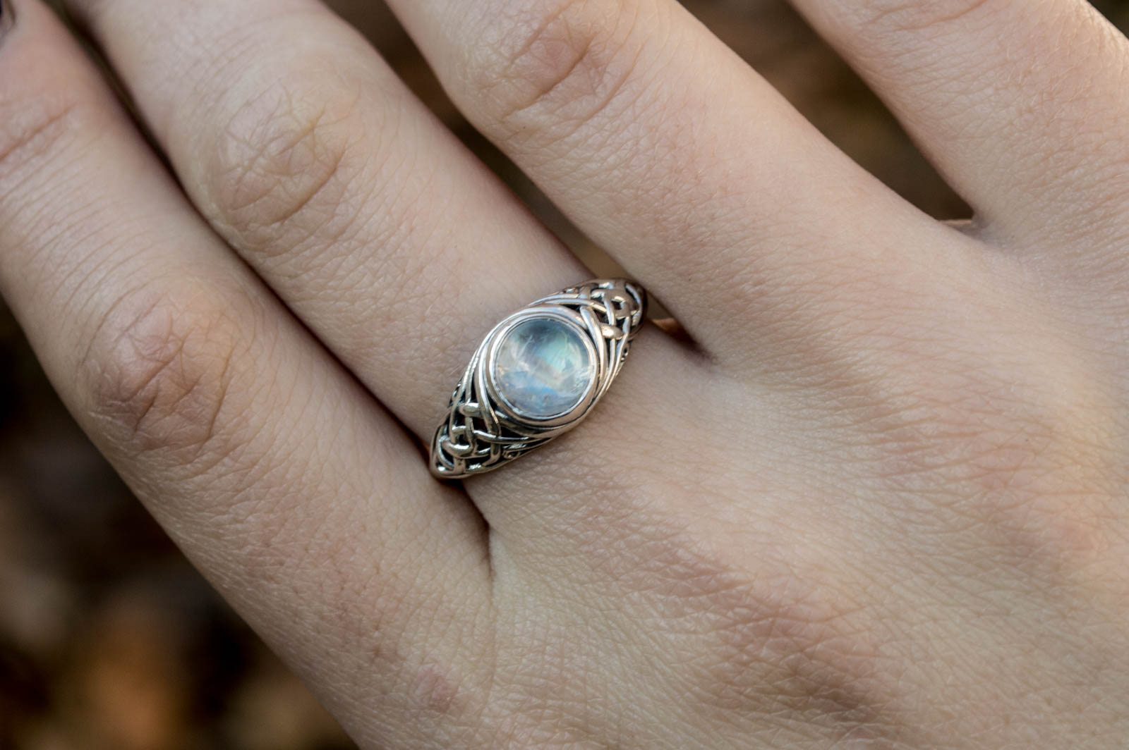 Ring with White Opal Sterling Silver Unique Handmade Jewelry - vikingworkshop