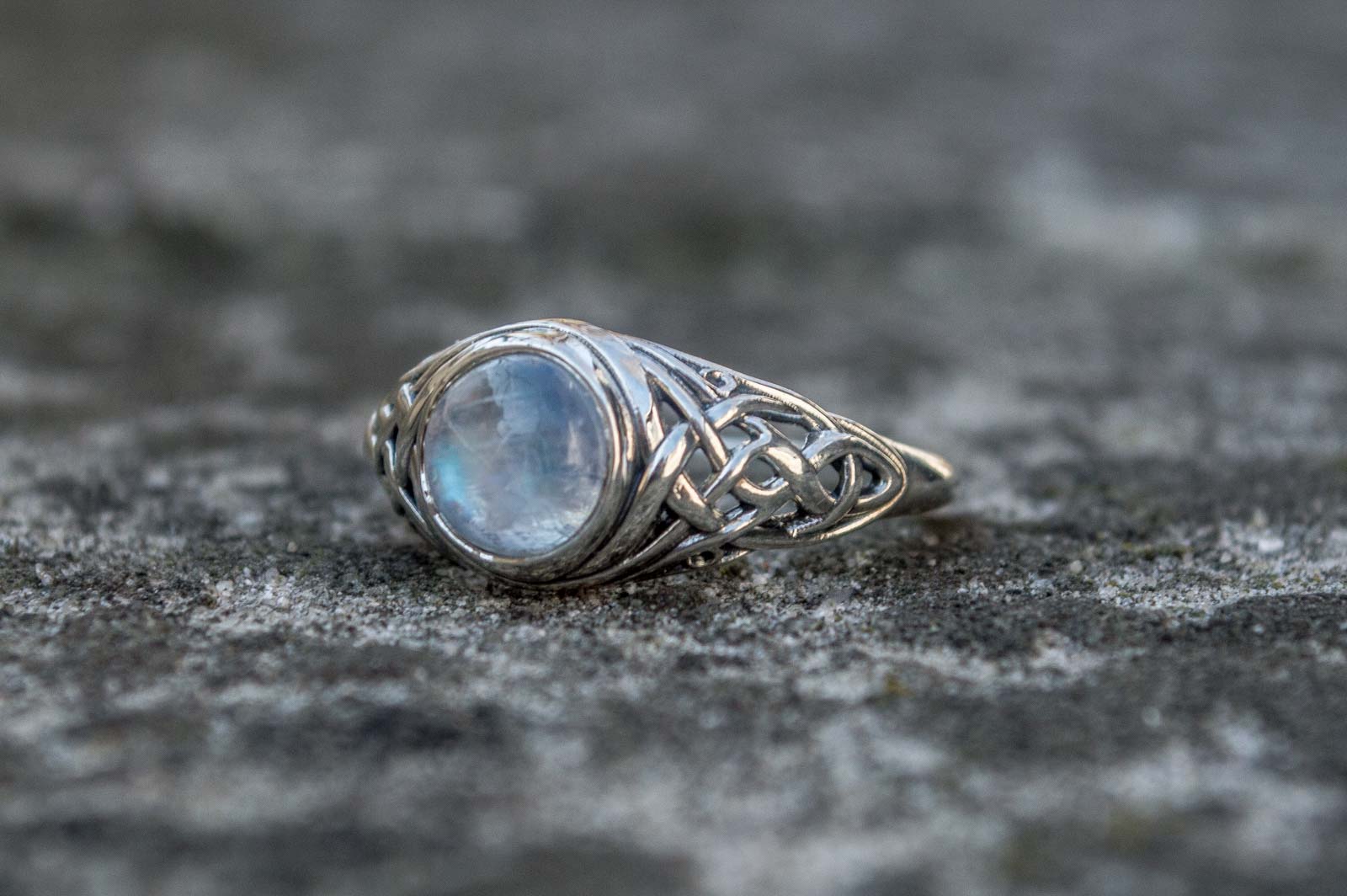 Ring with White Opal Sterling Silver Unique Handmade Jewelry - vikingworkshop