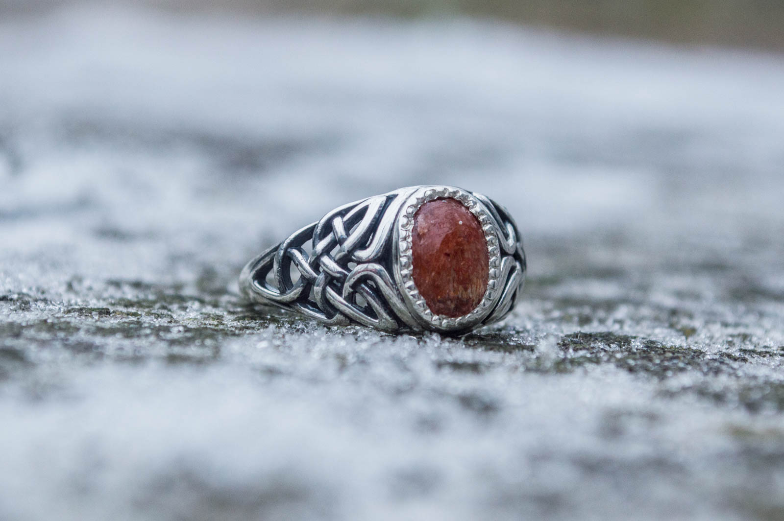 Fashion with Sunstone Ring Sterling Silver Unique Handmade Jewelry - vikingworkshop