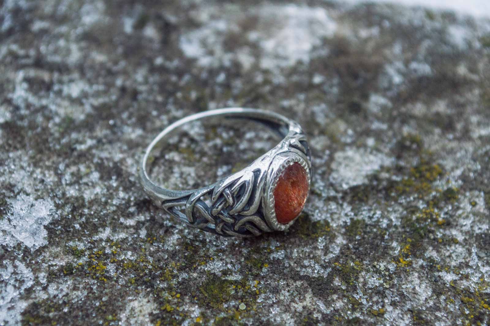 Fashion with Sunstone Ring Sterling Silver Unique Handmade Jewelry - vikingworkshop