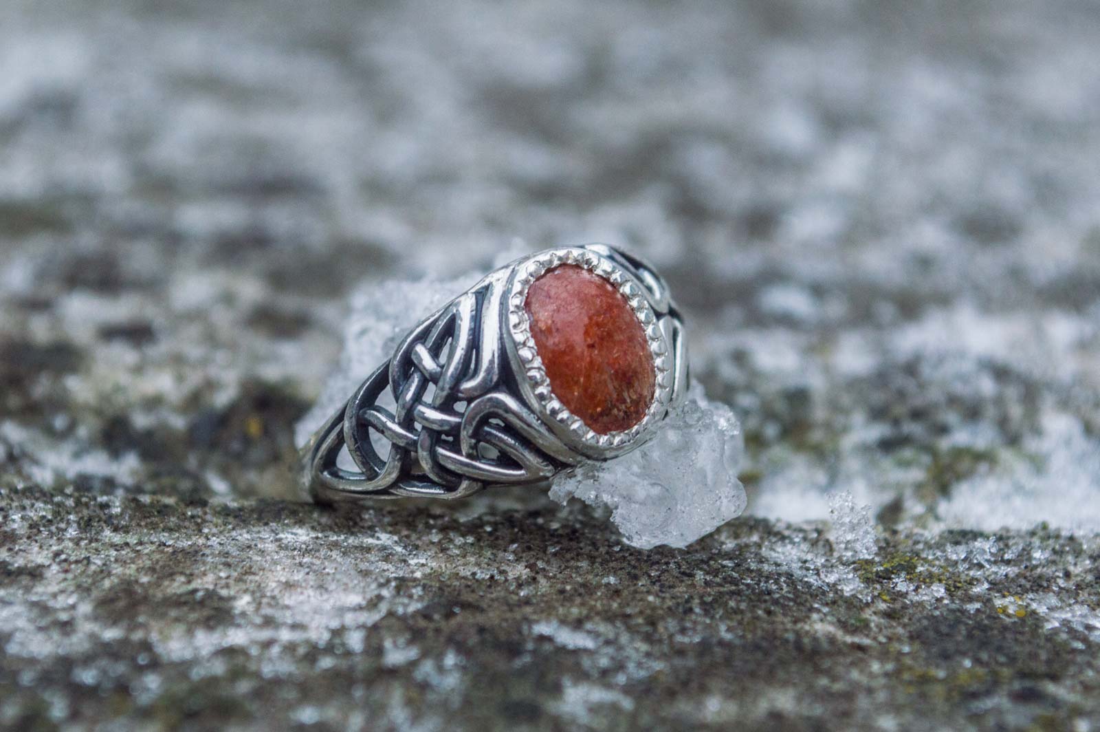 Fashion with Sunstone Ring Sterling Silver Unique Handmade Jewelry - vikingworkshop