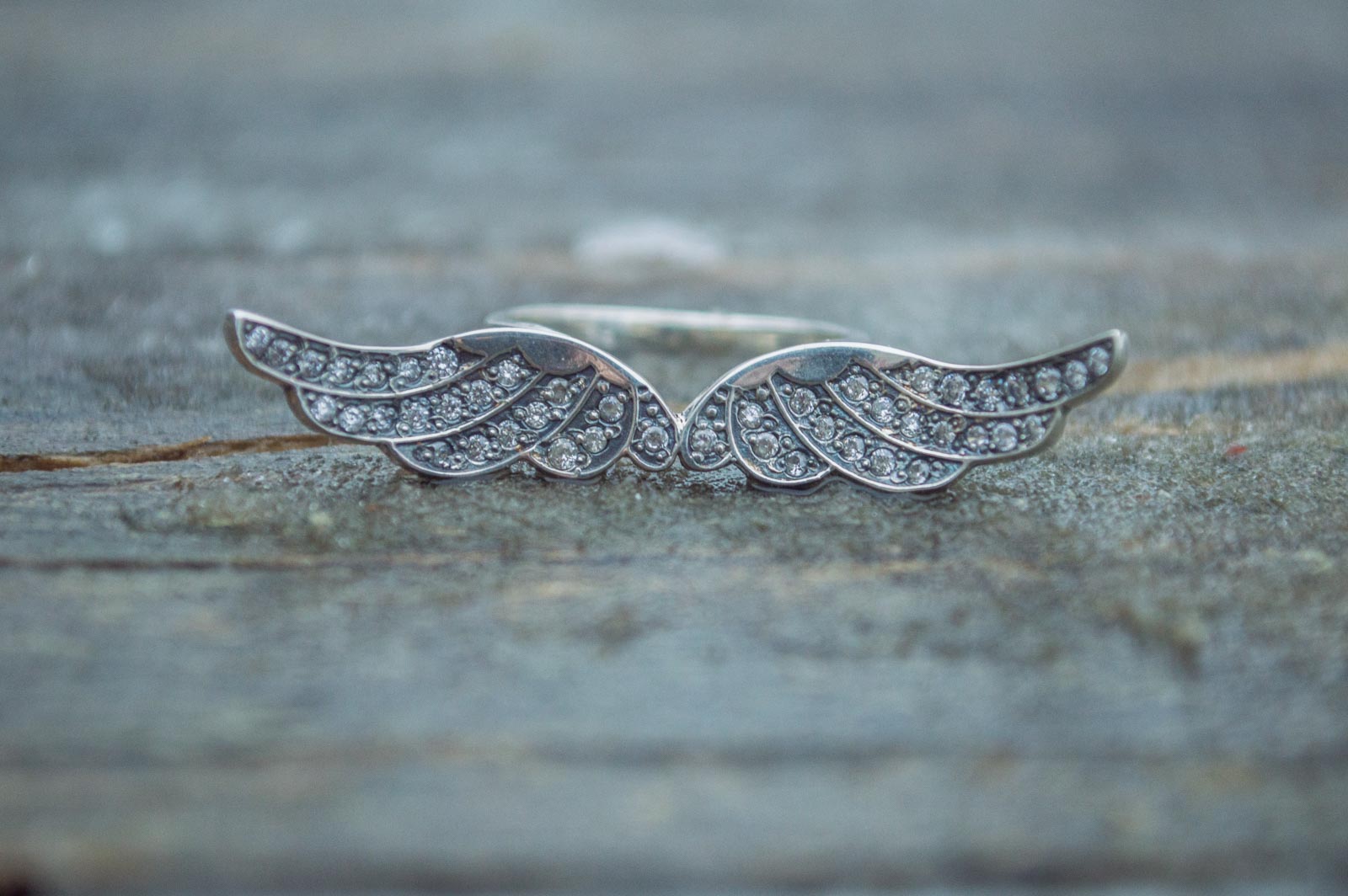 Bird Wings Ring with Gems Sterling Silver Ring Jewelry - vikingworkshop