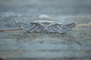 Bird Wings Ring with Gems Sterling Silver Ring Jewelry - vikingworkshop