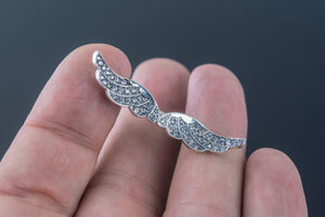 Bird Wings Ring with Gems Sterling Silver Ring Jewelry - vikingworkshop