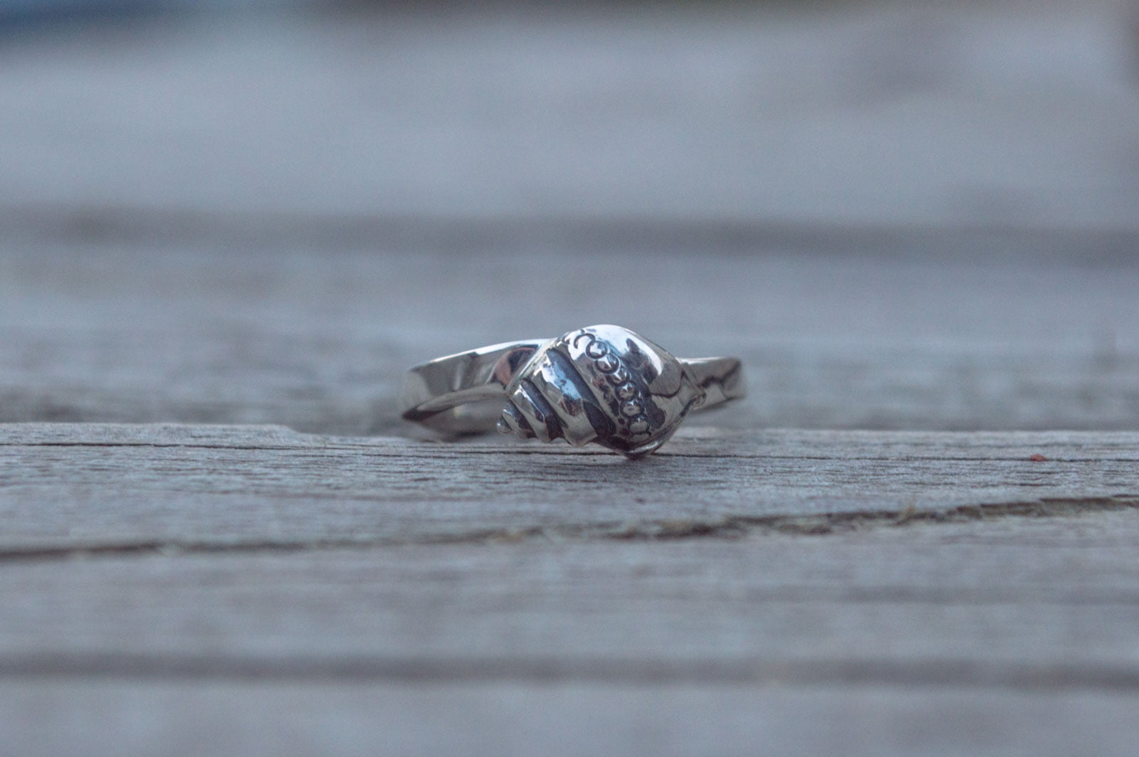 Handmade Ring with Shell Sterling Silver Unique Jewelry - vikingworkshop