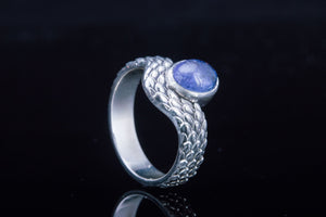 Ring with Gem Sterling Silver Jewelry - vikingworkshop