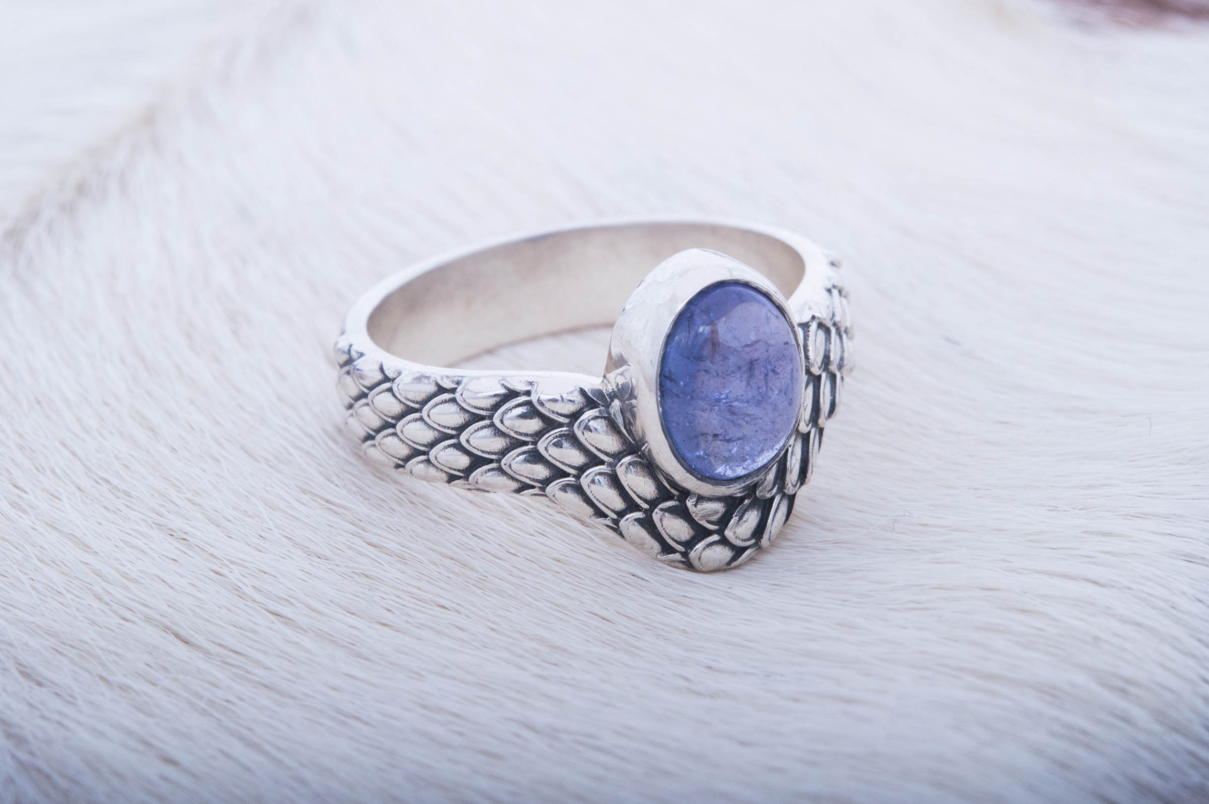 Ring with Gem Sterling Silver Jewelry - vikingworkshop