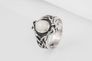 Handmade Ring with Gem Sterling Silver Jewelry - vikingworkshop