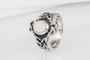 Handmade Ring with Gem Sterling Silver Jewelry - vikingworkshop