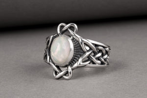 Handmade Ring with Gem Sterling Silver Jewelry - vikingworkshop