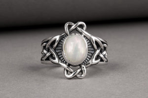 Handmade Ring with Gem Sterling Silver Jewelry - vikingworkshop