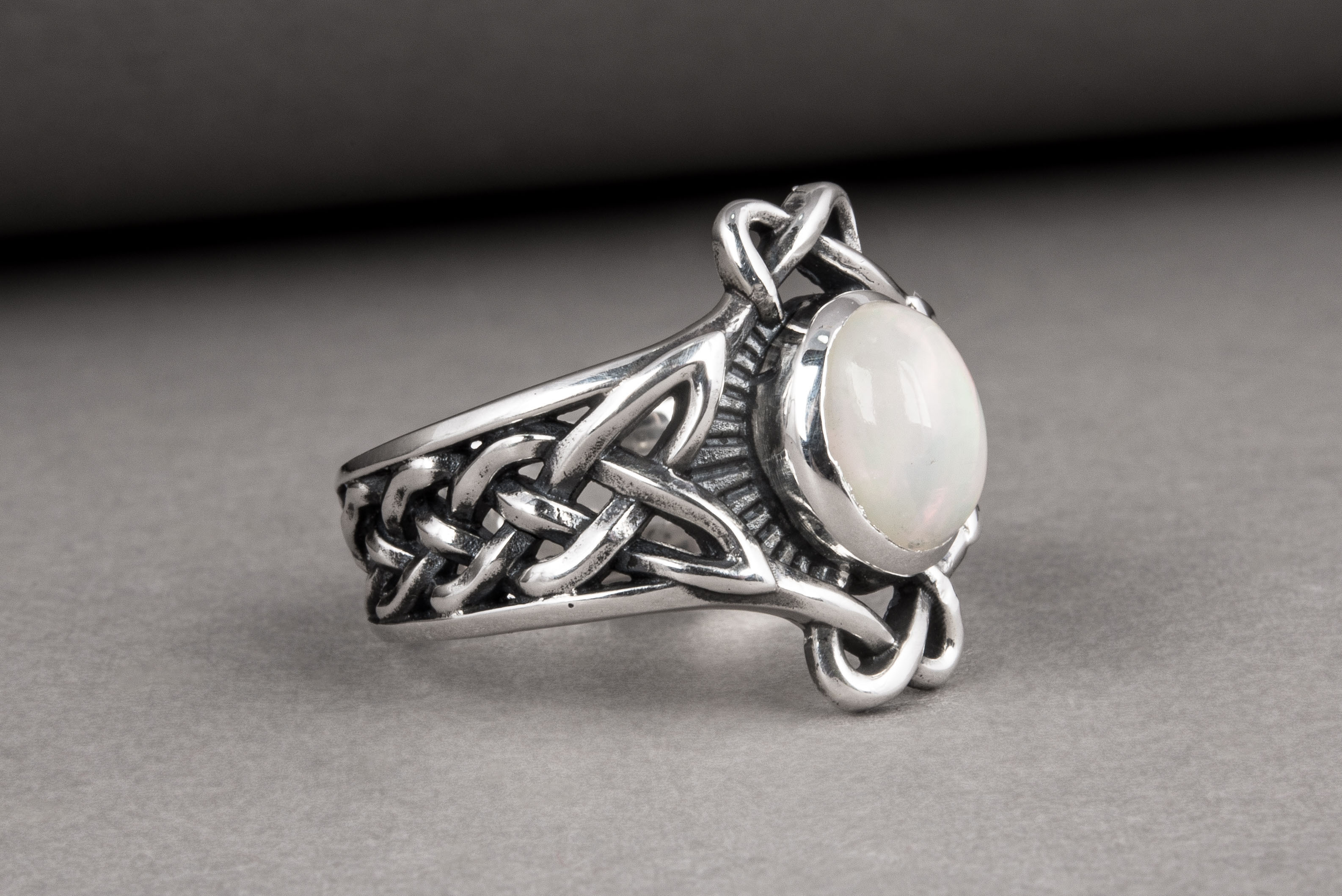 Handmade Ring with Gem Sterling Silver Jewelry - vikingworkshop