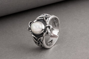 Handmade Ring with Gem Sterling Silver Jewelry - vikingworkshop