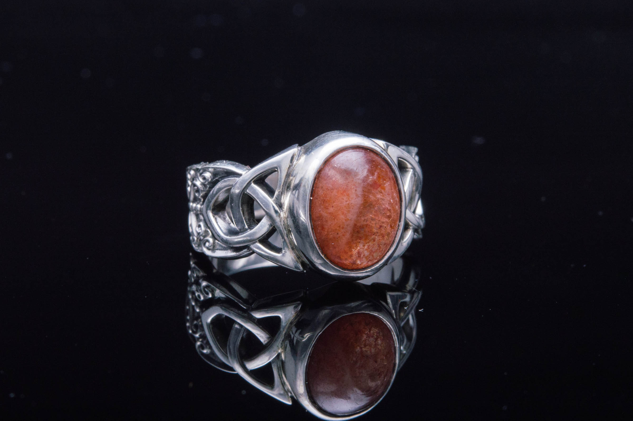 Ring with Sunstone Sterling Silver Jewelry - vikingworkshop