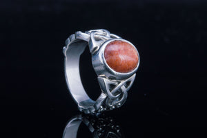 Ring with Sunstone Sterling Silver Jewelry - vikingworkshop