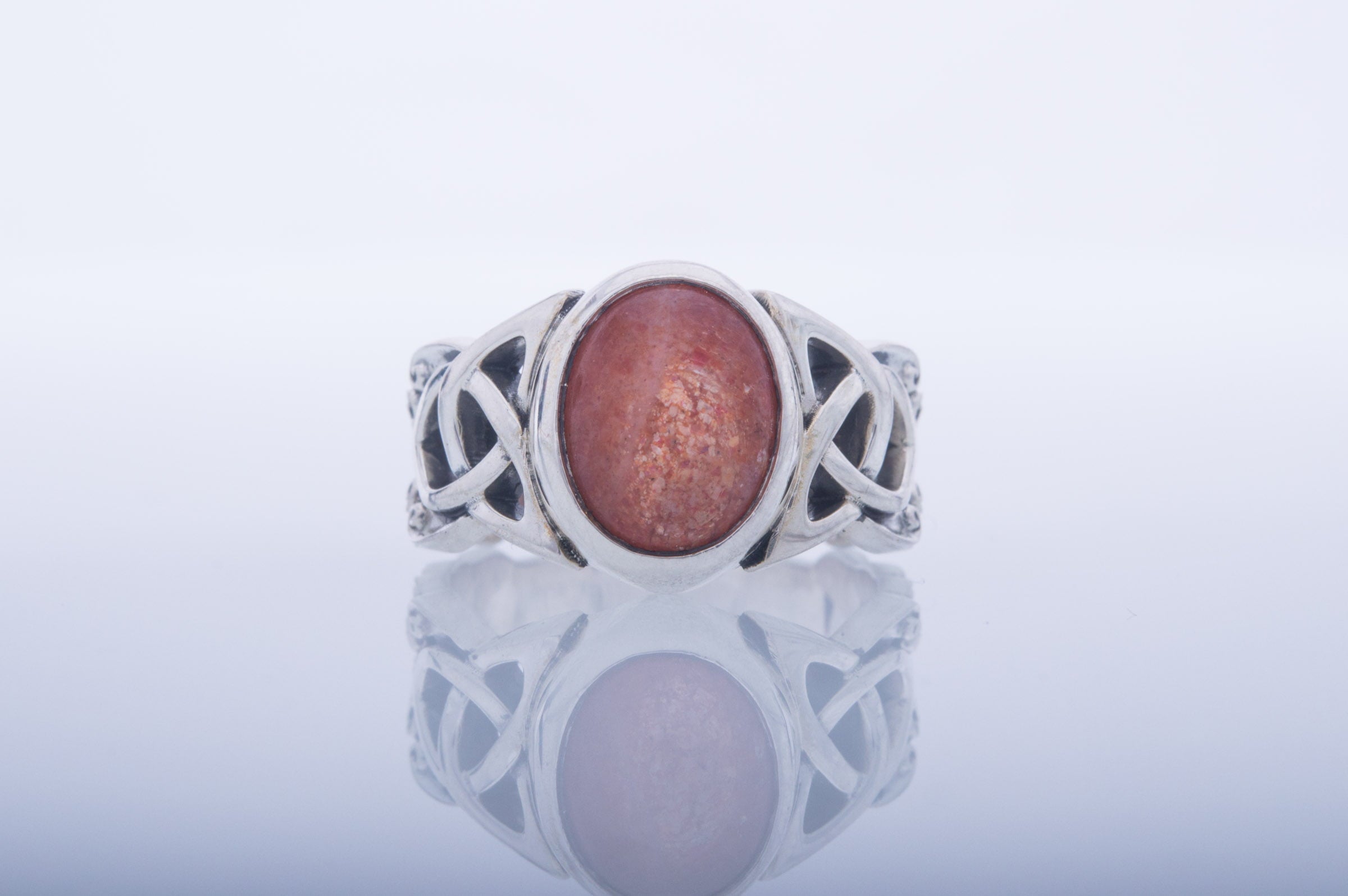 Ring with Sunstone Sterling Silver Jewelry - vikingworkshop