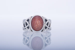 Ring with Sunstone Sterling Silver Jewelry - vikingworkshop