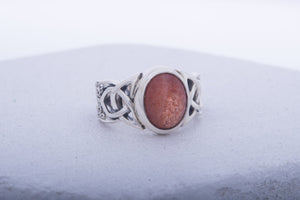 Ring with Sunstone Sterling Silver Jewelry - vikingworkshop