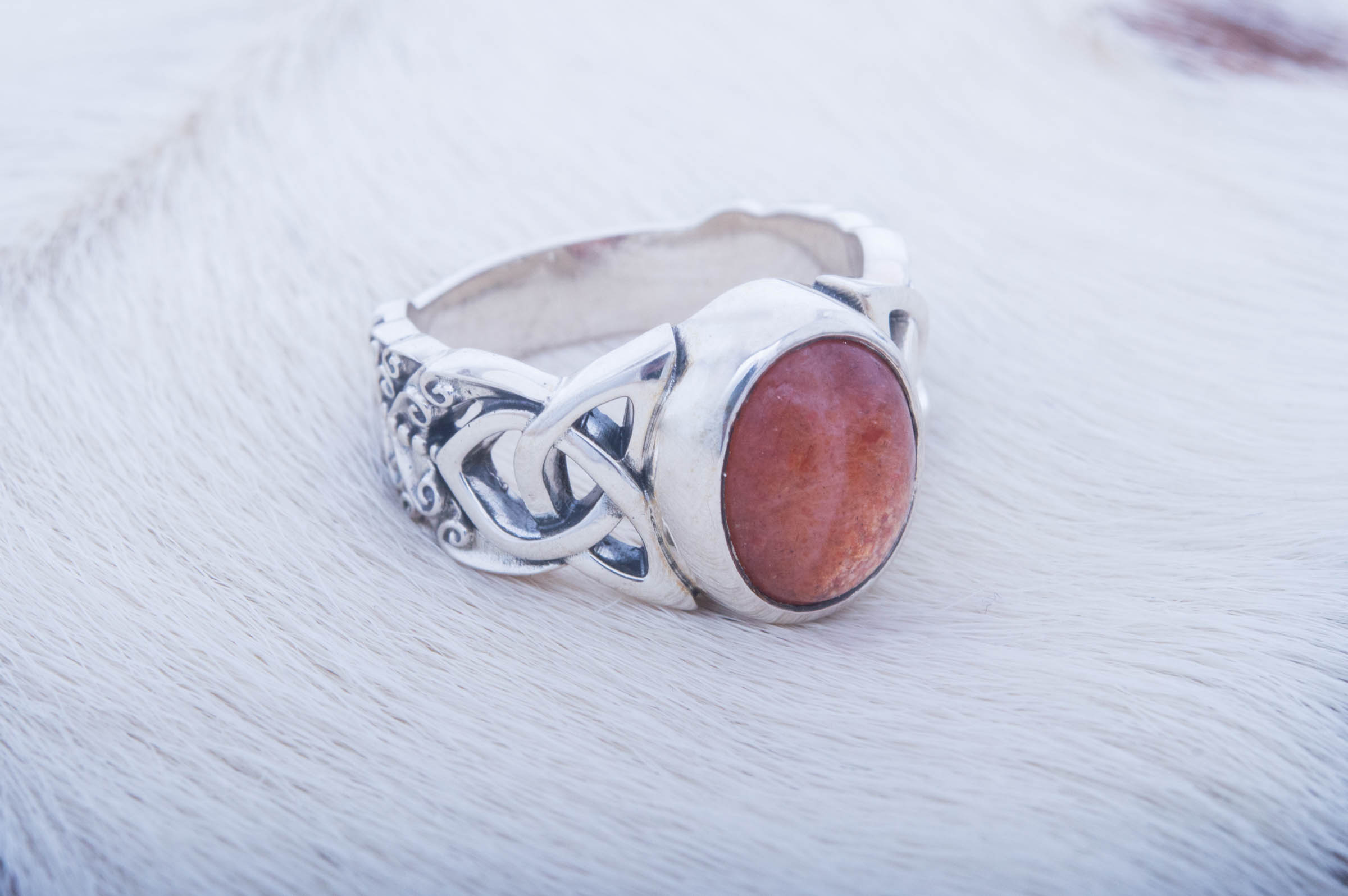 Ring with Sunstone Sterling Silver Jewelry - vikingworkshop