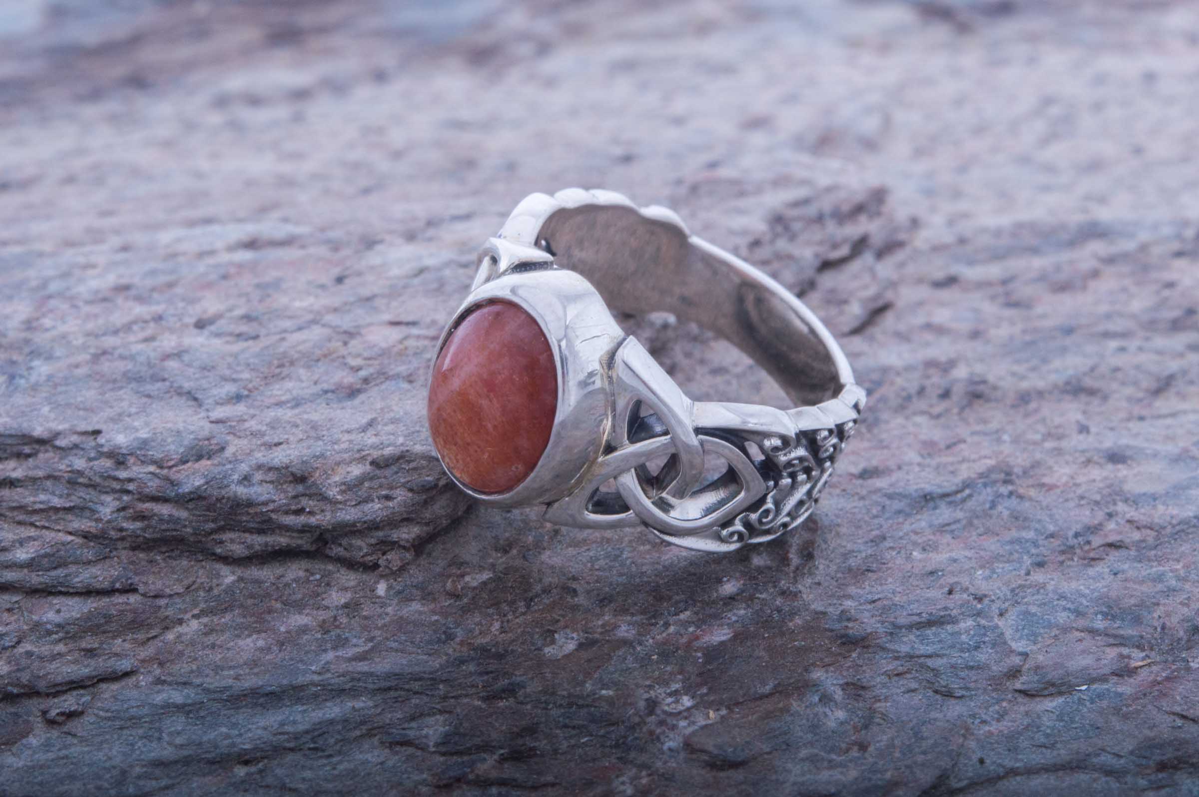 Ring with Sunstone Sterling Silver Jewelry - vikingworkshop