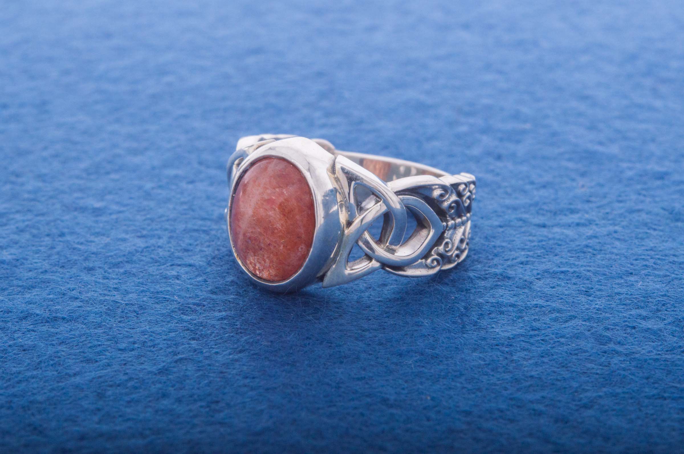 Ring with Sunstone Sterling Silver Jewelry - vikingworkshop