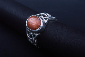 Ring with Sunstone Sterling Silver Jewelry - vikingworkshop