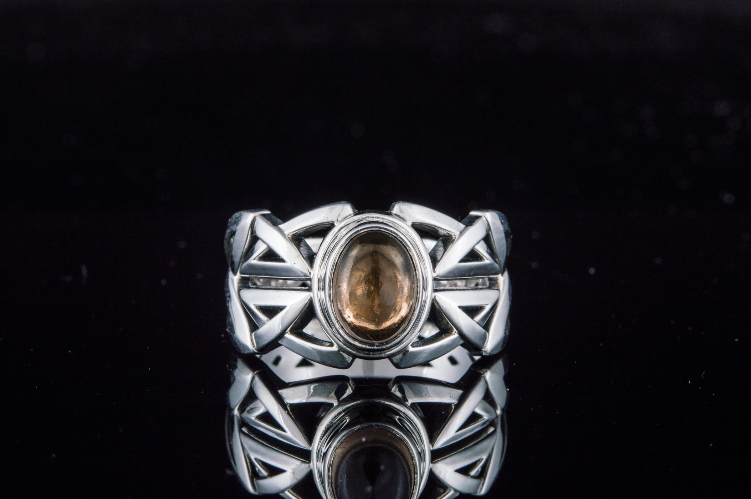 Ring Smoky Quartz Gem Sterling Silver Jewelry - vikingworkshop