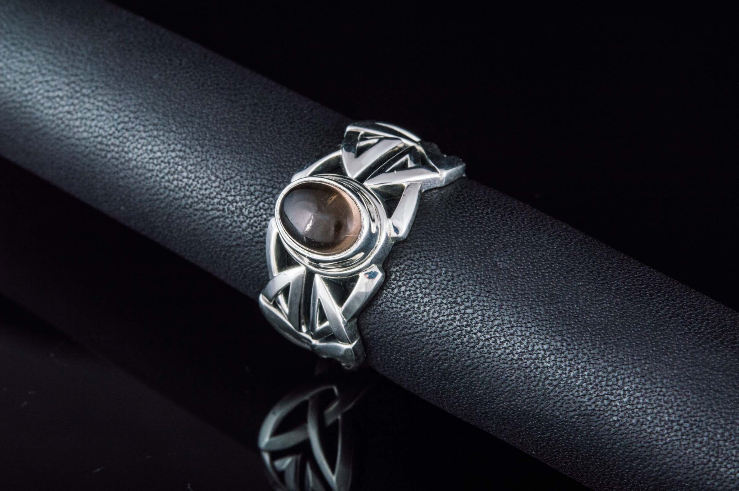 Ring Smoky Quartz Gem Sterling Silver Jewelry - vikingworkshop