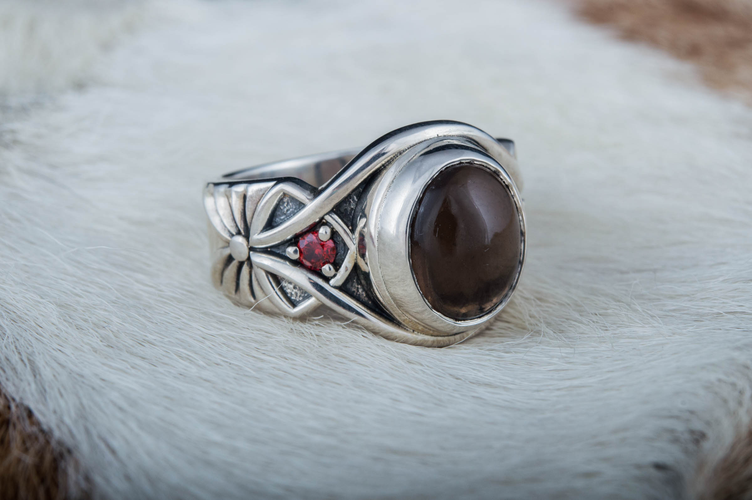 Ring with Smoky quartz Sterling silver fashion Jewelry - vikingworkshop