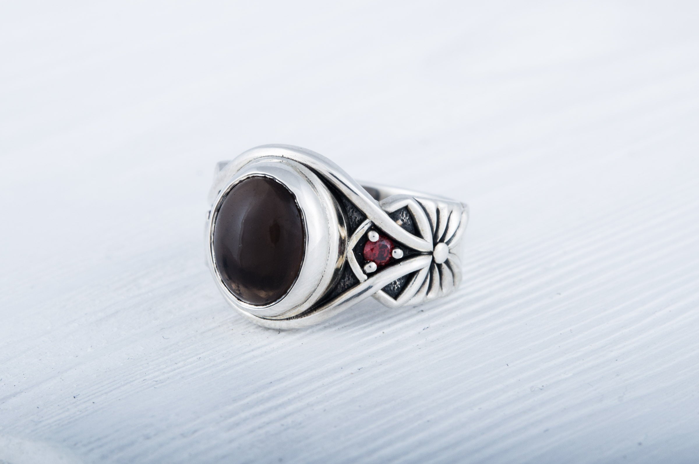 Ring with Smoky quartz Sterling silver fashion Jewelry - vikingworkshop