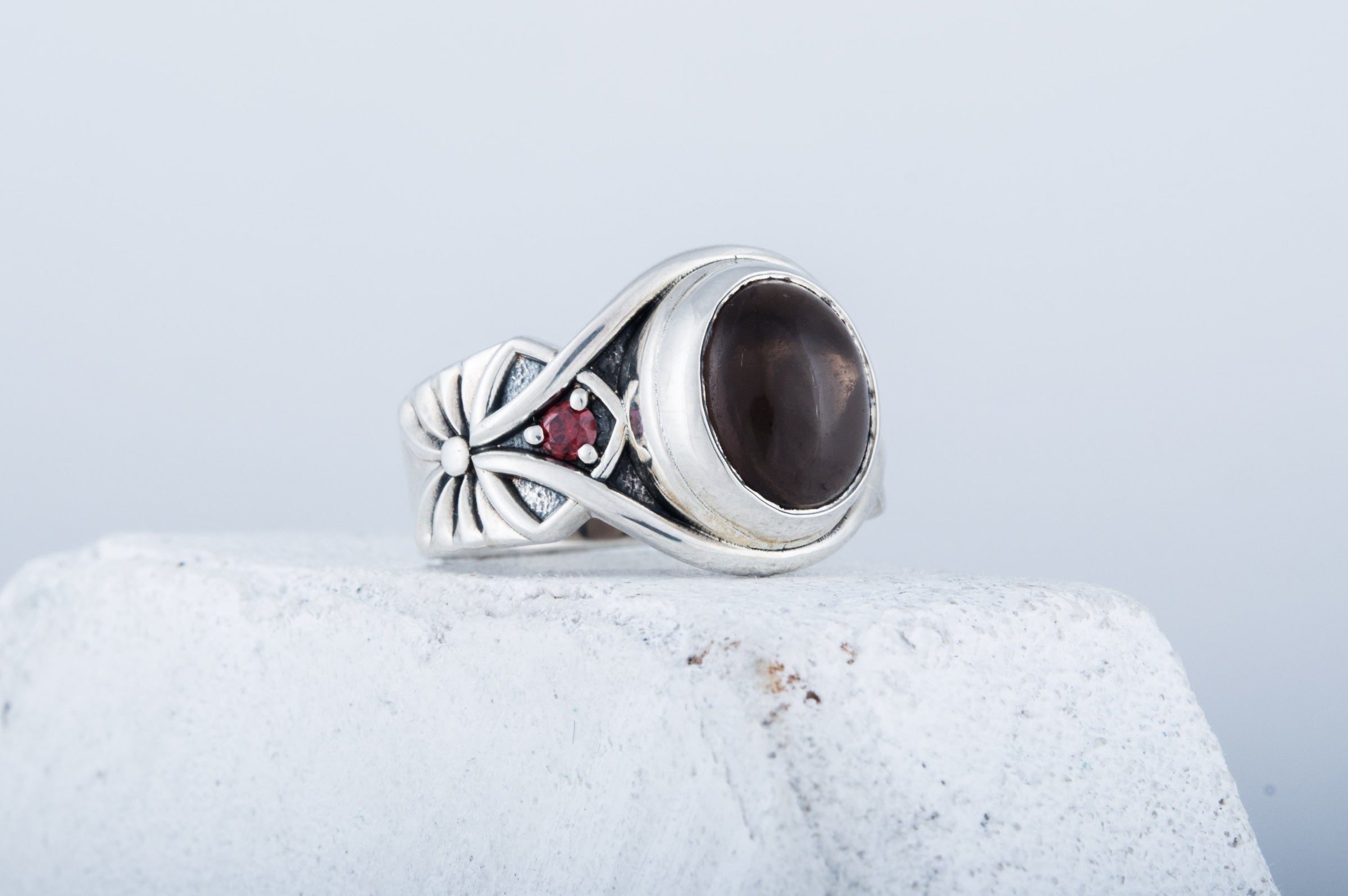 Ring with Smoky quartz Sterling silver fashion Jewelry - vikingworkshop