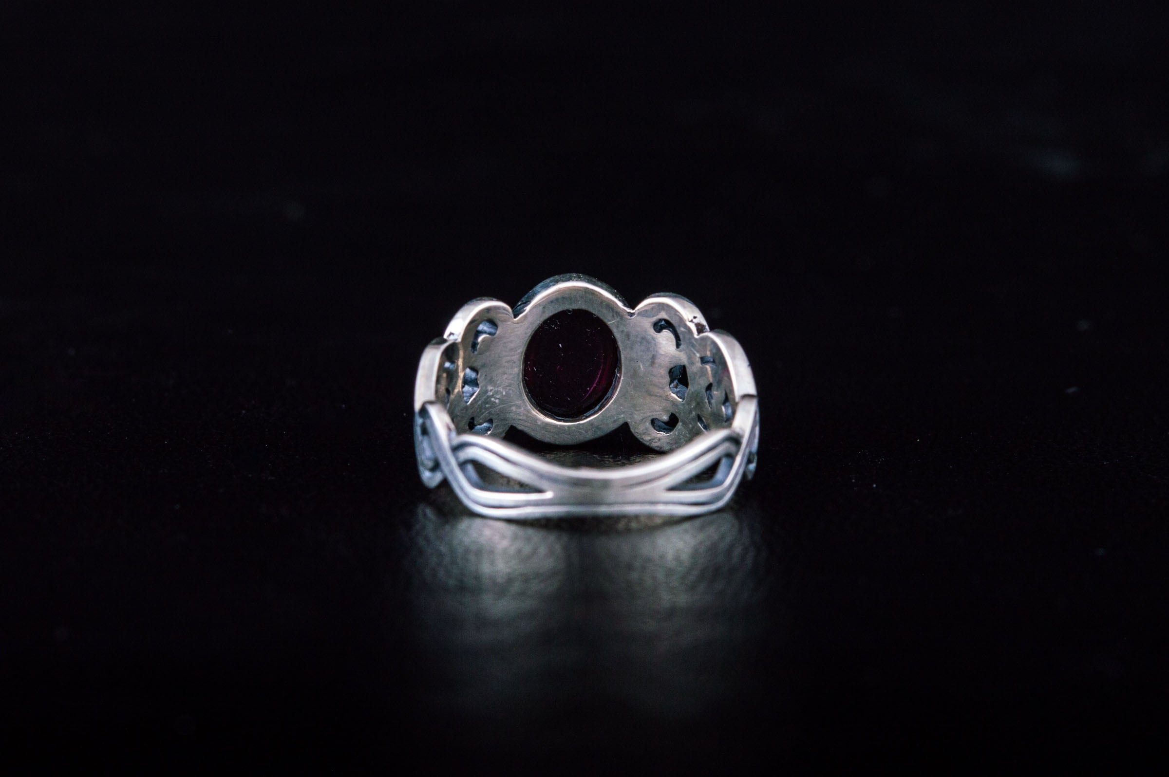 Ring with Garnet Sterling Silver Fashion Jewelry - vikingworkshop