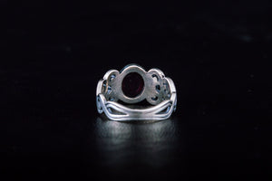 Ring with Garnet Sterling Silver Fashion Jewelry - vikingworkshop