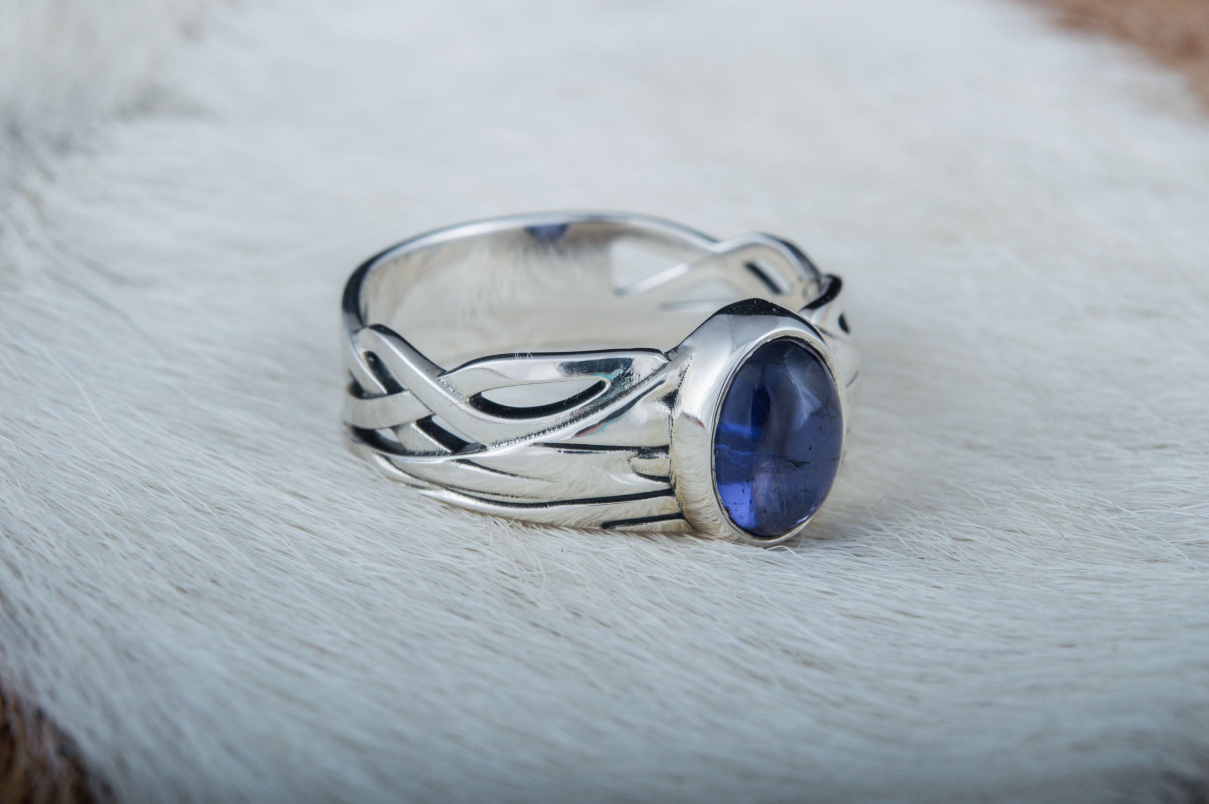 Ring with Iolite Sterling silver handmade Jewelry - vikingworkshop