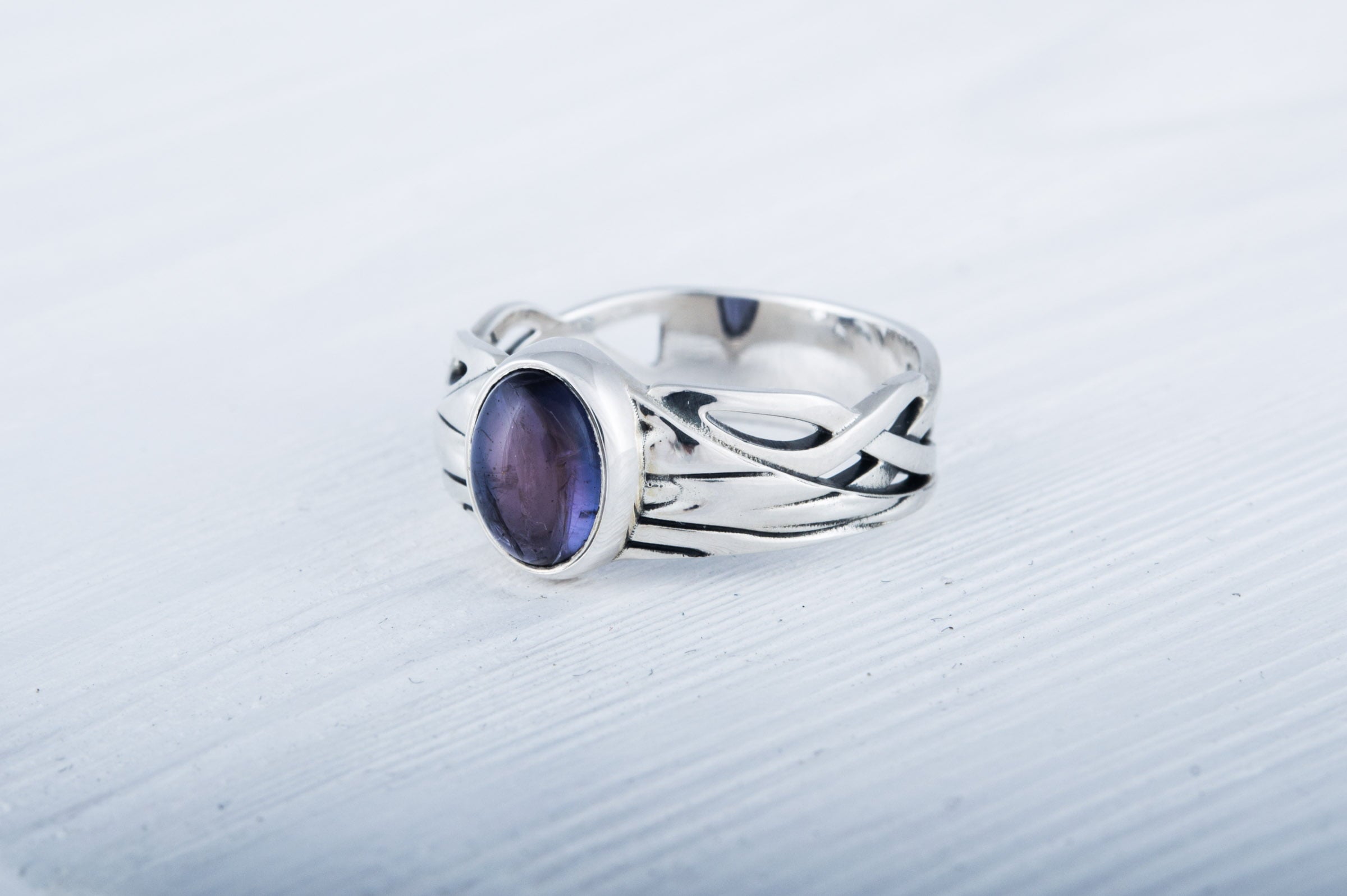 Ring with Iolite Sterling silver handmade Jewelry - vikingworkshop