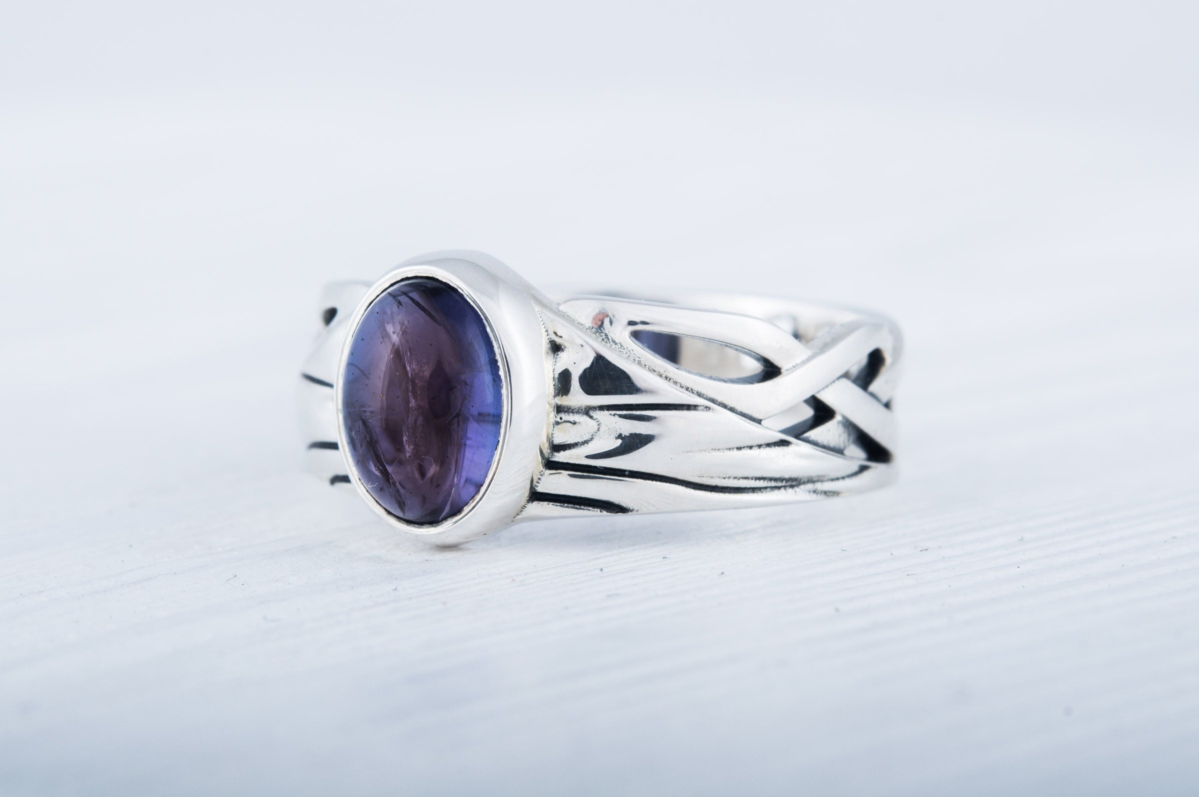 Ring with Iolite Sterling silver handmade Jewelry - vikingworkshop