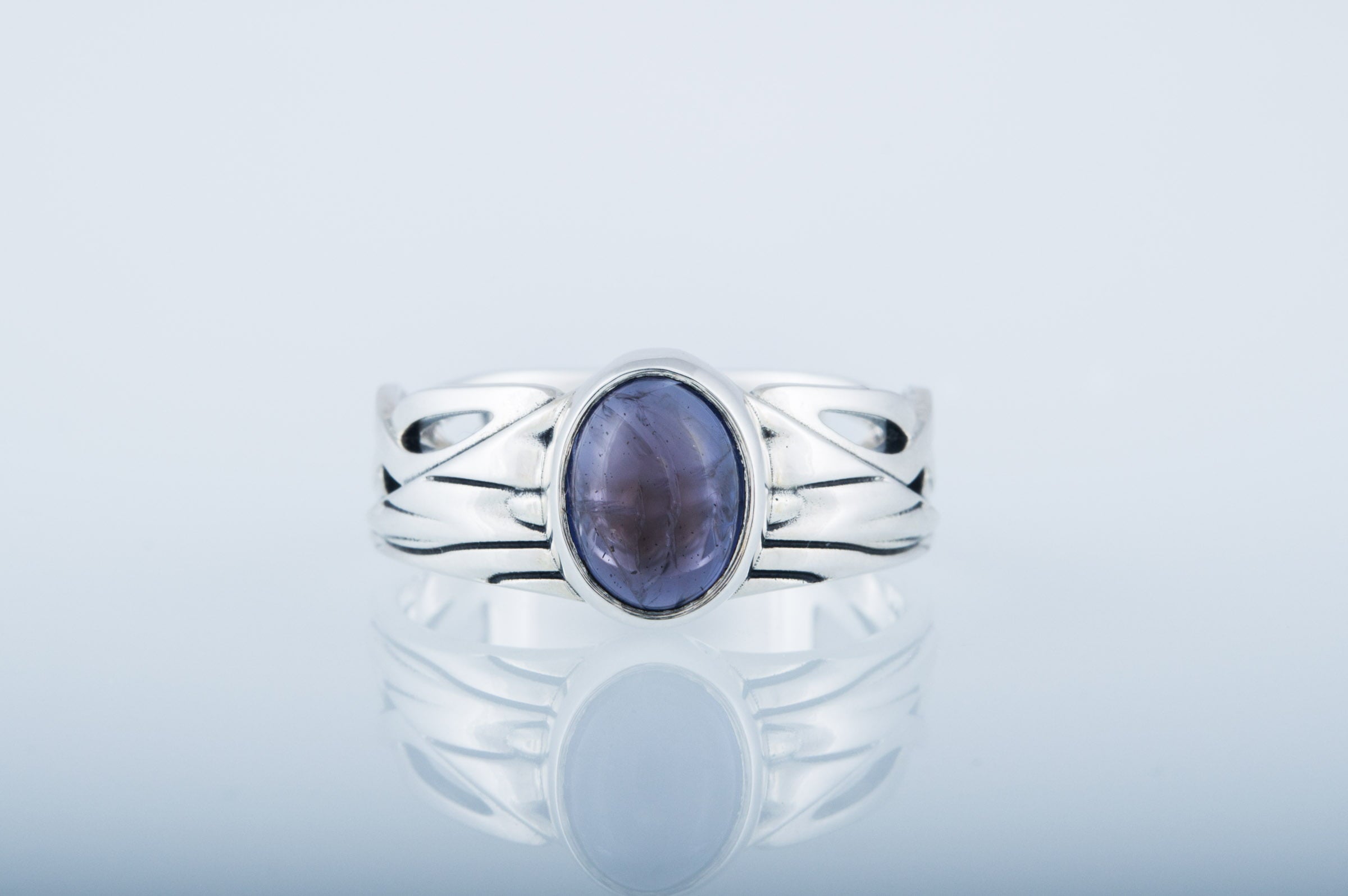 Ring with Iolite Sterling silver handmade Jewelry - vikingworkshop