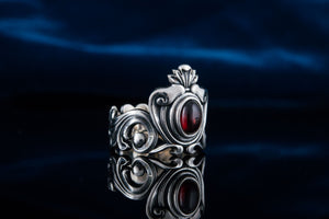 Ring with Garnet Sterling Silver Handmade Fashion Jewelry - vikingworkshop