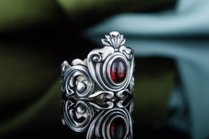 Ring with Garnet Sterling Silver Handmade Fashion Jewelry - vikingworkshop