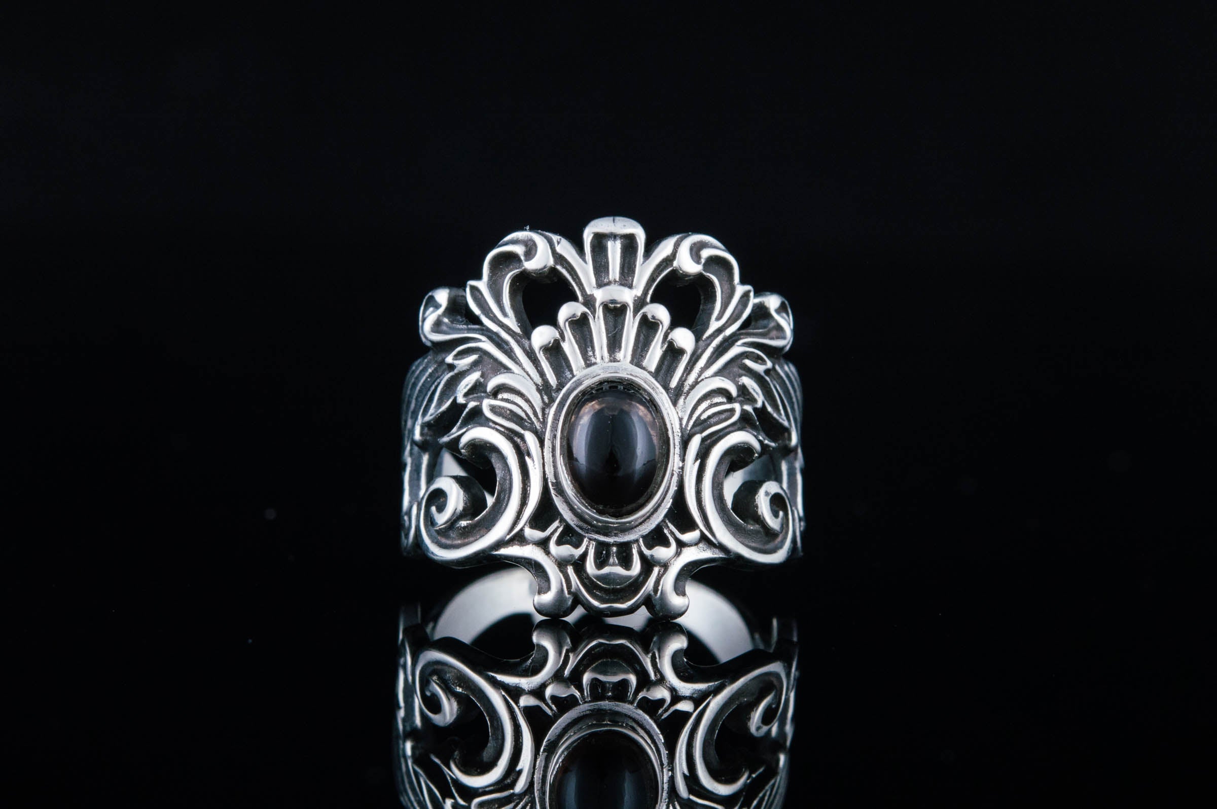 Handmade Ring with Garnet Sterling Silver Fashion Jewelry - vikingworkshop