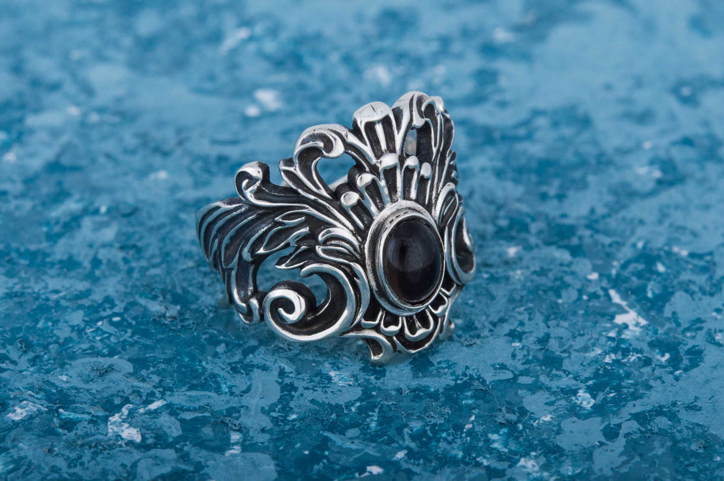 Handmade Ring with Garnet Sterling Silver Fashion Jewelry - vikingworkshop