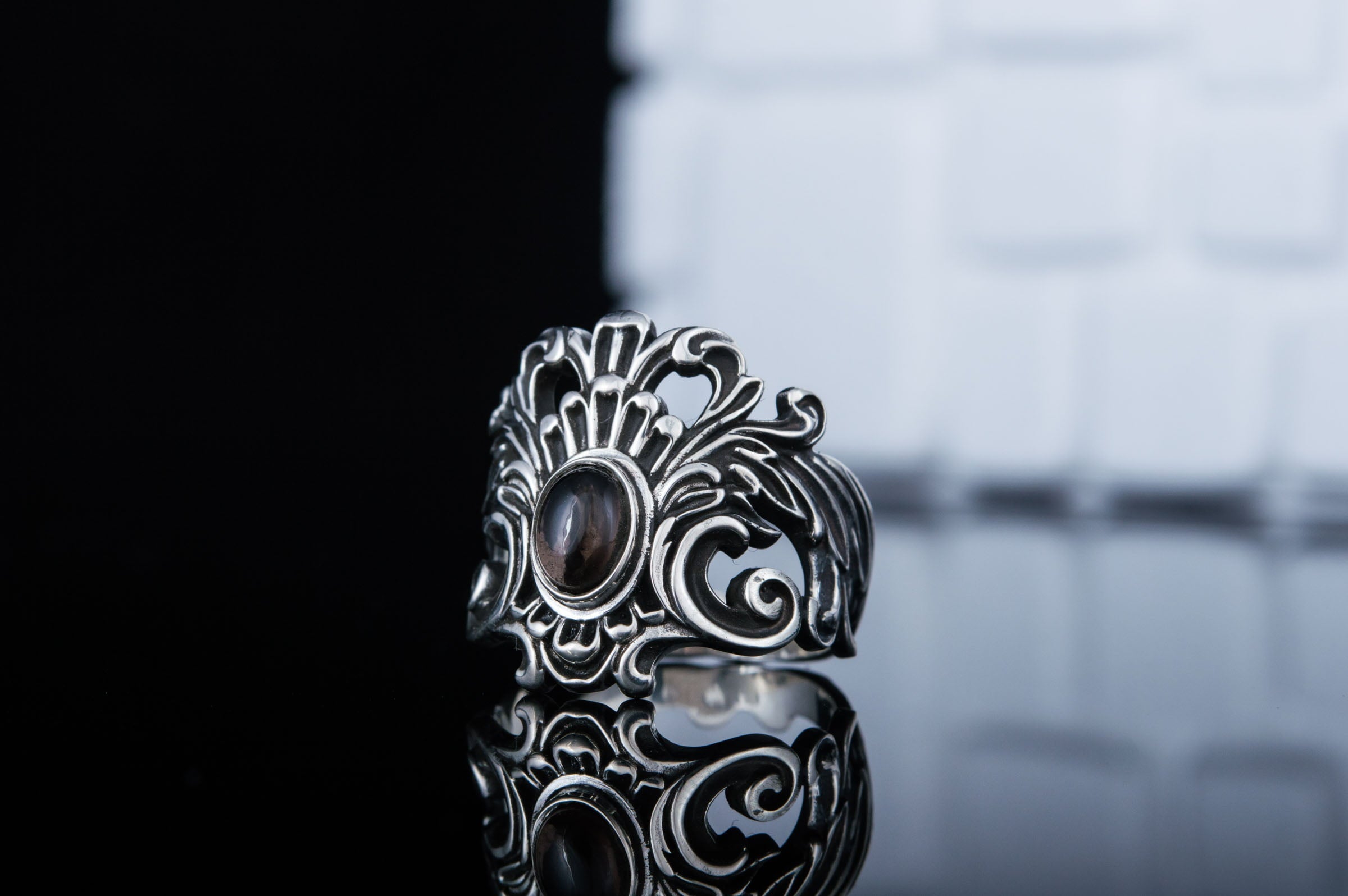 Handmade Ring with Garnet Sterling Silver Fashion Jewelry - vikingworkshop