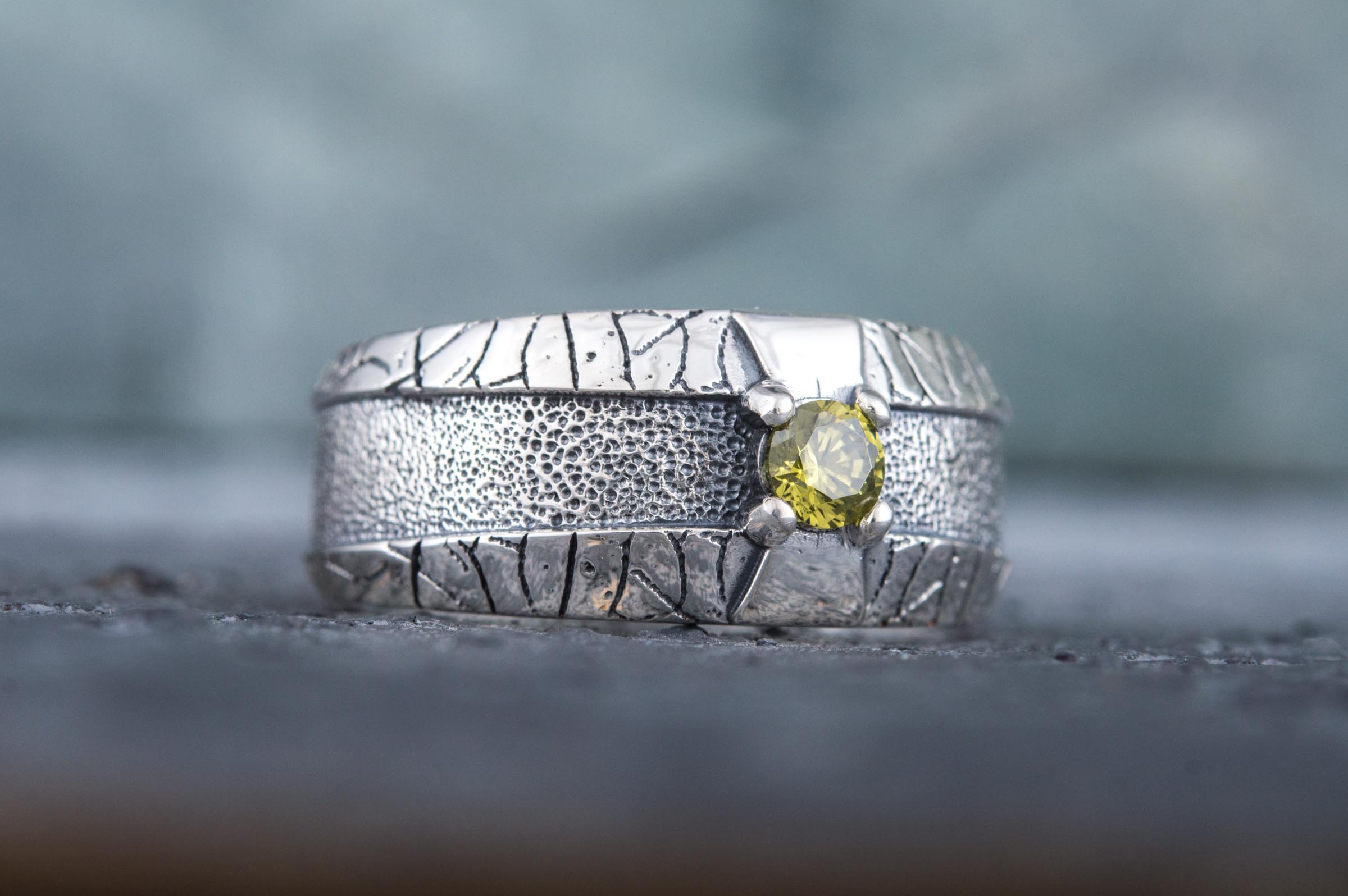 Handmade Ring with CZ Sterling Silver Fashion Jewelry - vikingworkshop